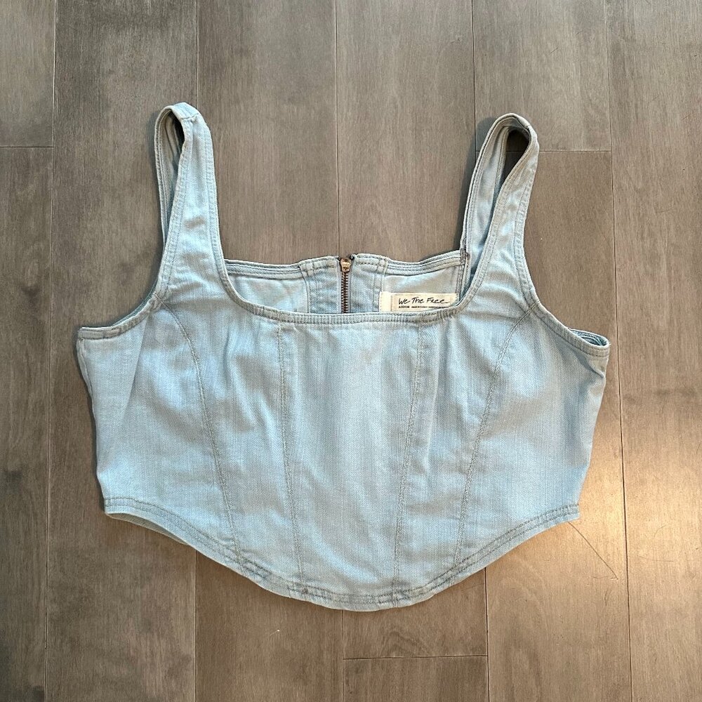 Free People Denim Halter Top Sz M